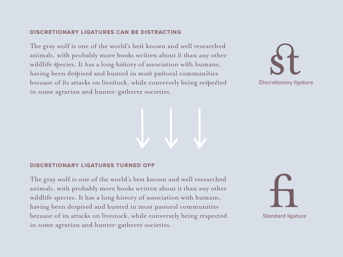 Discretionary ligatures can be distracting